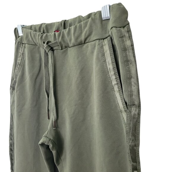 Centouno Italy Military Green Jogger Pants Womens Size S Side Detail Athleisure - Picture 6 of 7